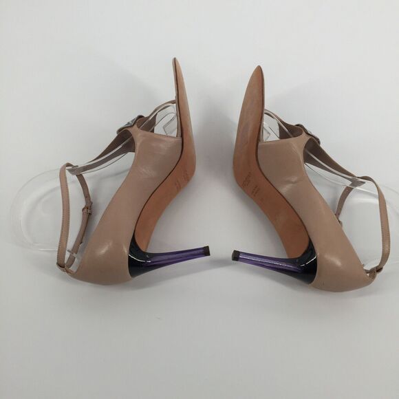 Tom Ford for Yves Saint Laurent Dali Lip Open Toe High Heels 37 Beige Tan Purple - Picture 4 of 8